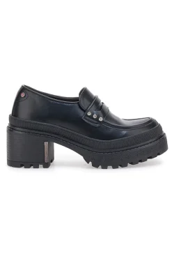 Mocassini Neri Platform con Brillantini 01-BETTYFLOWERS Discount