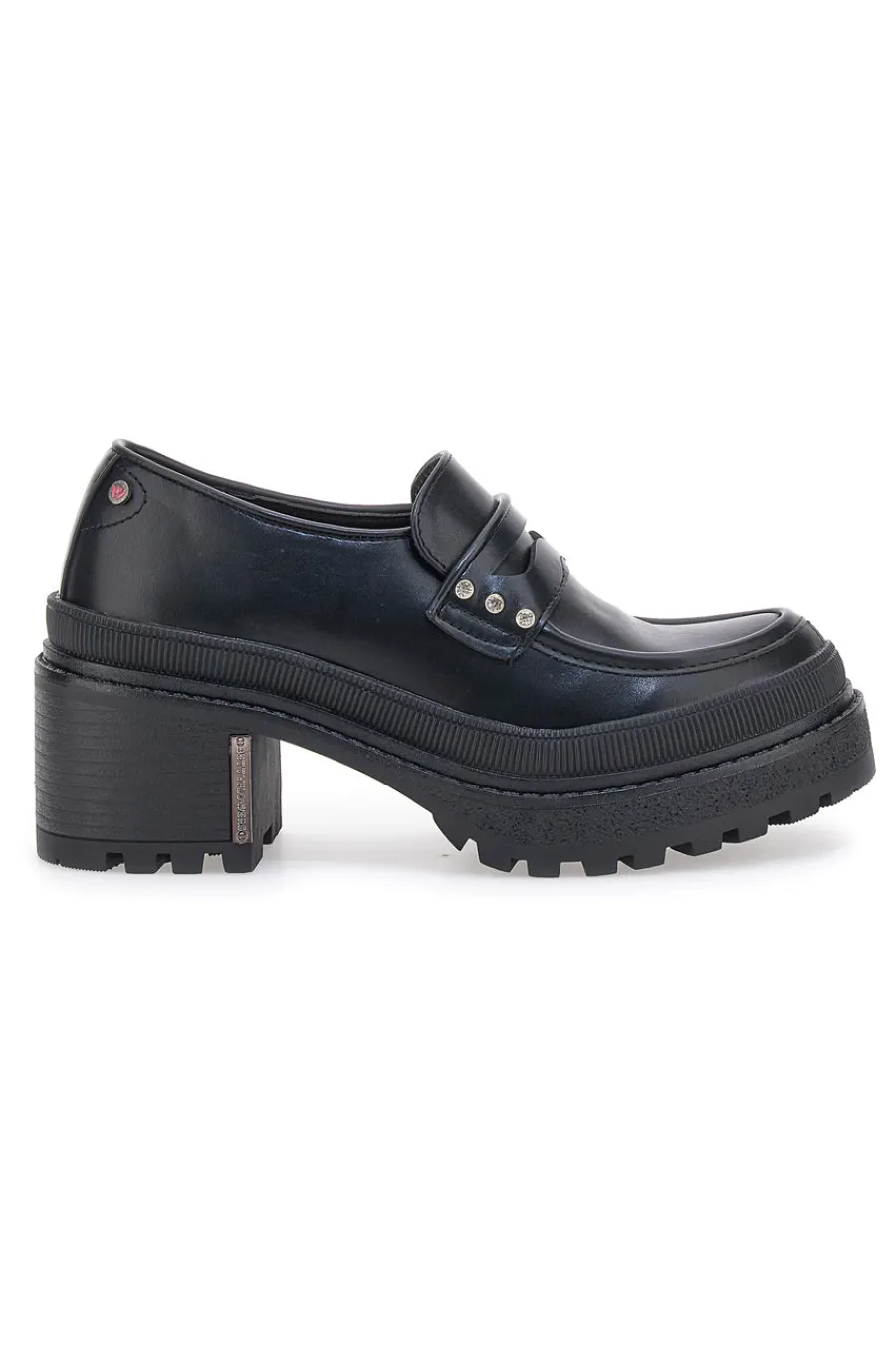 Mocassini Neri Platform con Brillantini 01-BETTYFLOWERS Discount