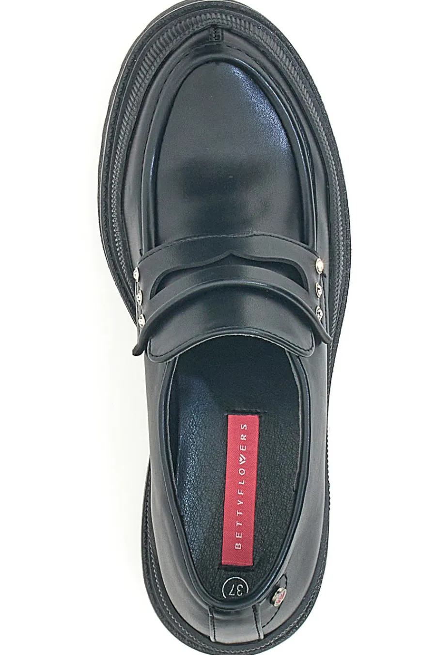 Mocassini Neri Platform con Brillantini 01-BETTYFLOWERS Discount