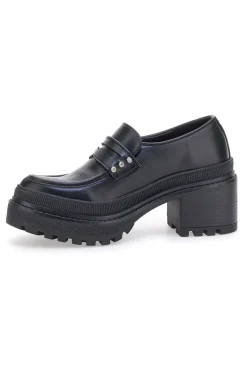 Mocassini Neri Platform con Brillantini 01-BETTYFLOWERS Discount