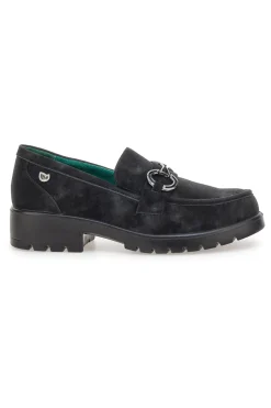 Mocassini neri vegan effetto scamosciato con catena J535576-ECO BIO Clearance