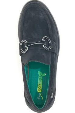 Mocassini neri vegan effetto scamosciato con catena J535576-ECO BIO Clearance