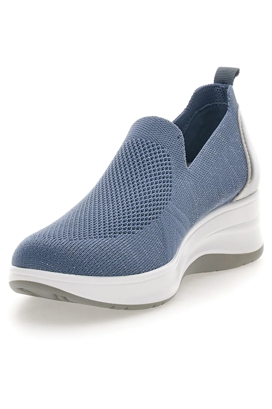Mocassini Slip on blu in tessuto tecnico con zeppa 66IC-INBLU Outlet