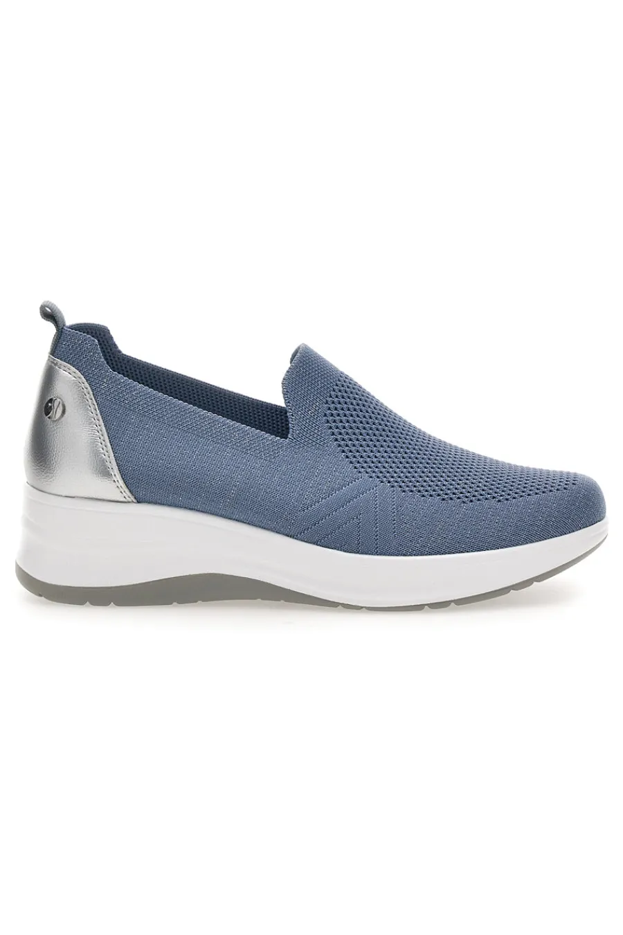 Mocassini Slip on blu in tessuto tecnico con zeppa 66IC-INBLU Outlet