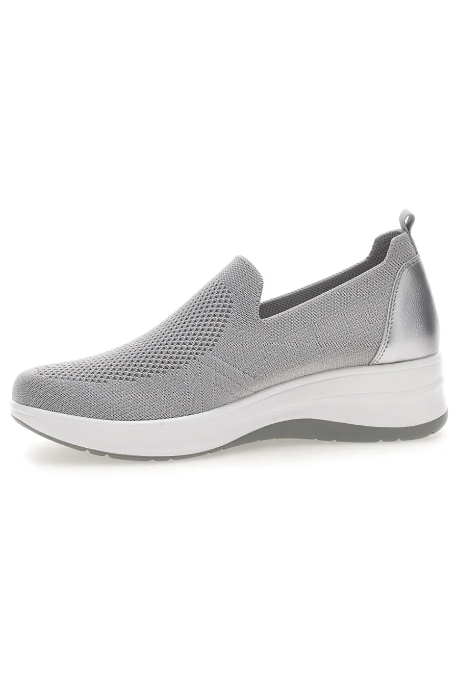 Mocassini Slip on grigie in tessuto tecnico con zeppa 66IC-INBLU