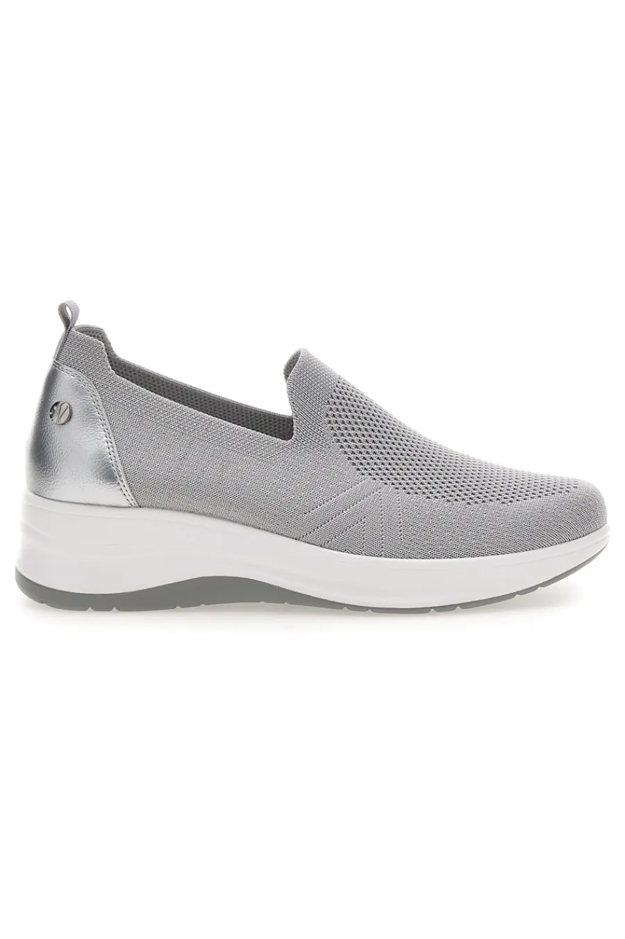 Mocassini Slip on grigie in tessuto tecnico con zeppa 66IC-INBLU
