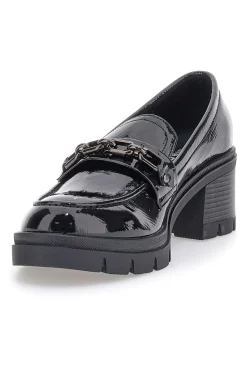 Mocassino nero effetto vernice con tacco a blocco CAFE' COST H60193-CAFÈ COST Clearance
