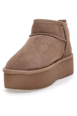 L1250 – Kamelfarbene Slipper-Stiefeletten mit Plateausohle in Wildlederoptik-MON DIEU Clearance