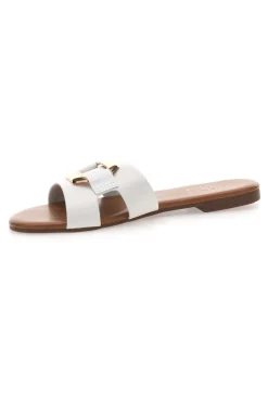 PREA1310 Elegante weiße Damen-Slipper mit Golddetail-MON DIEU Hot