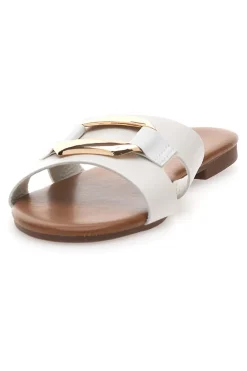 PREA1310 Elegante weiße Damen-Slipper mit Golddetail-MON DIEU Hot