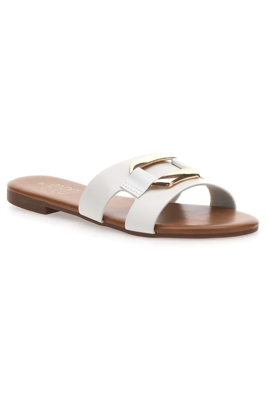 PREA1310 Elegante weiße Damen-Slipper mit Golddetail-MON DIEU Hot