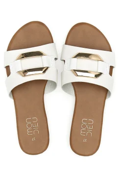 PREA1310 Elegante weiße Damen-Slipper mit Golddetail-MON DIEU Hot
