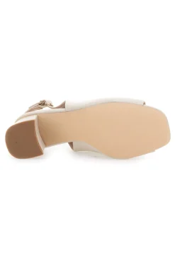 Nudefarbene Sandalen mit Riemen hinten und Öffnung vorne P545-FIRST LADY Hot