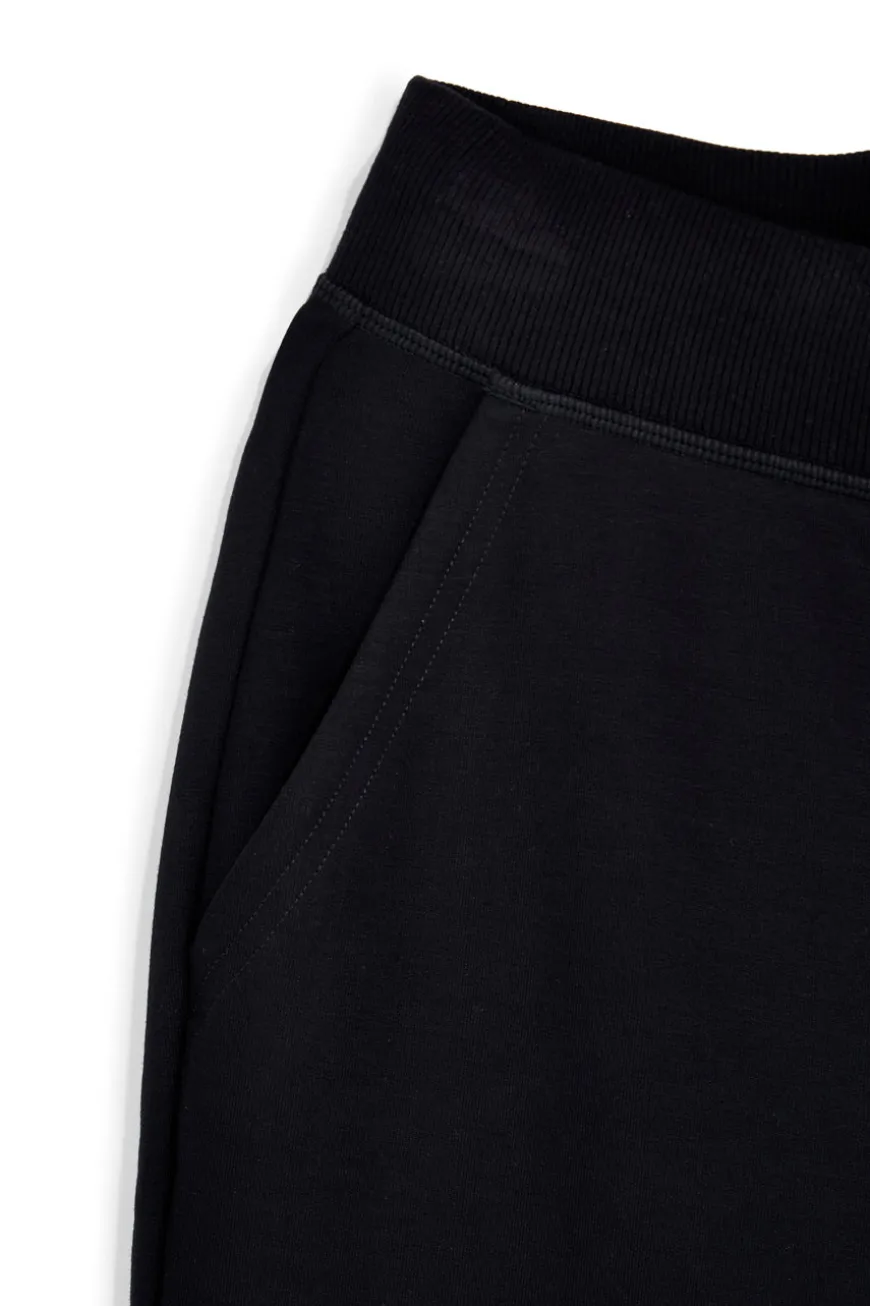 Pantalone Nero in Felpa con Coulisse e Polsini Skechers W03PT49