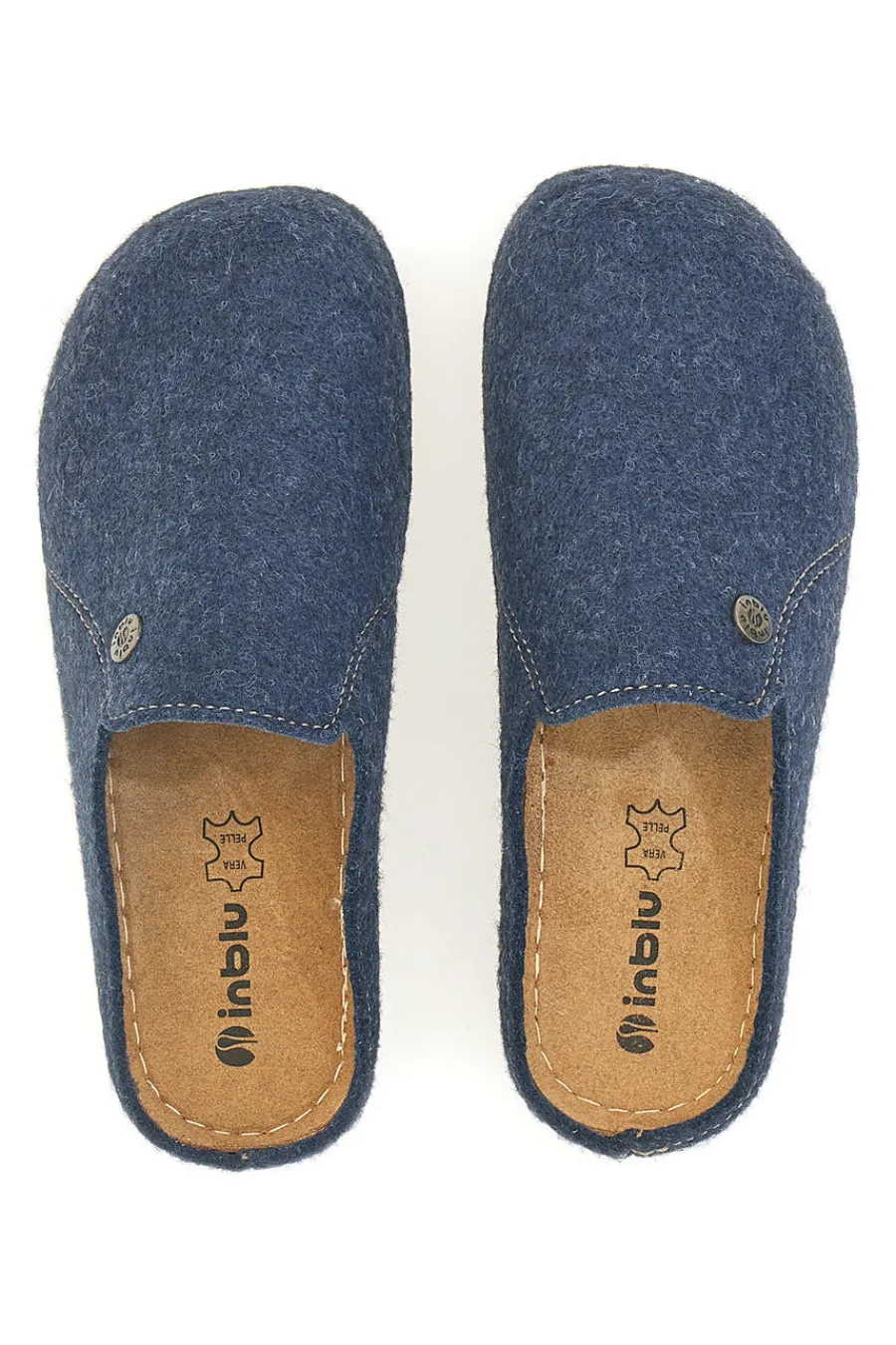 Pantofole blu in feltro con suola effetto para 12 DK-INBLU Online