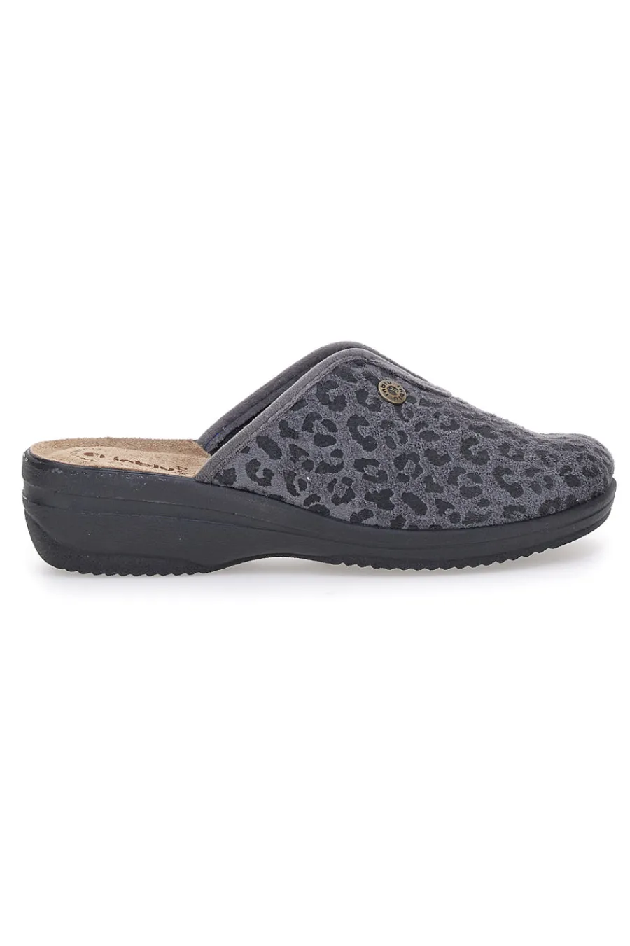Pantofole grigie motivo animalier con sottopiede in pelle 16L-INBLU Hot