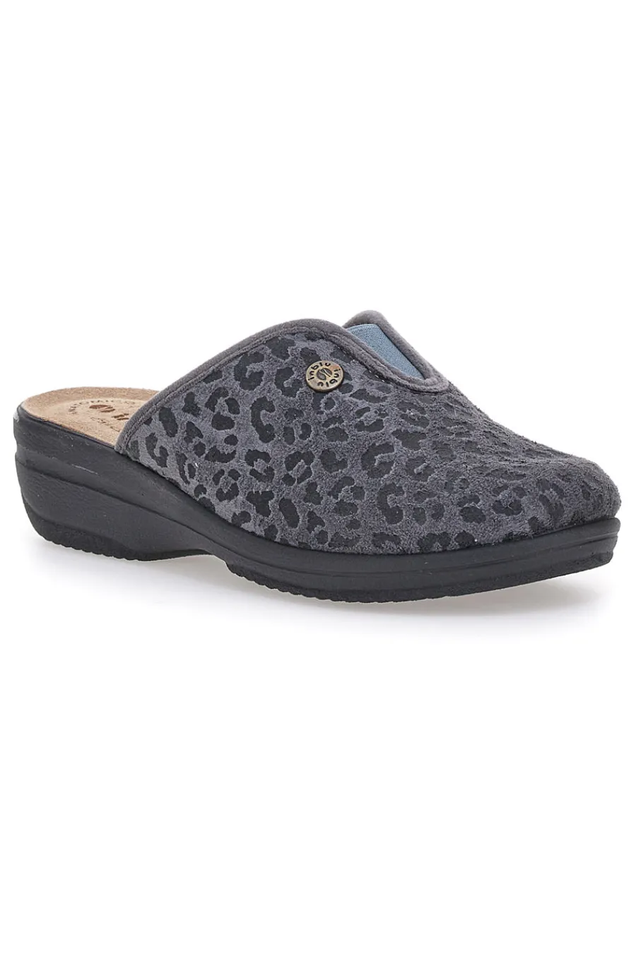 Pantofole grigie motivo animalier con sottopiede in pelle 16L-INBLU Hot