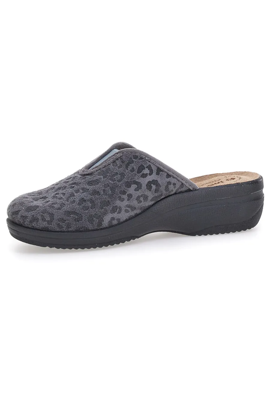 Pantofole grigie motivo animalier con sottopiede in pelle 16L-INBLU Hot