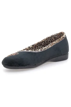 Pantofole nere con dettagli animalier e cuori Superga S41S598