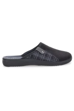 Pantofole nere con inserti a quadri e plantare anatomico Inblu 17 DG
