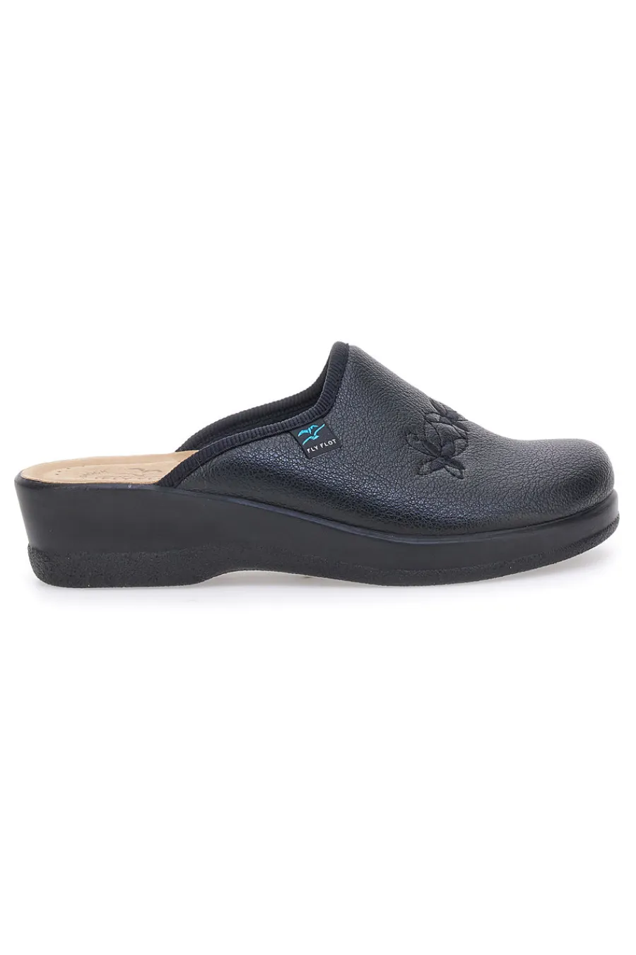 Pantofole nere con ricamo floreale e plantare forato 90630Q512B-FLY FLOT Best