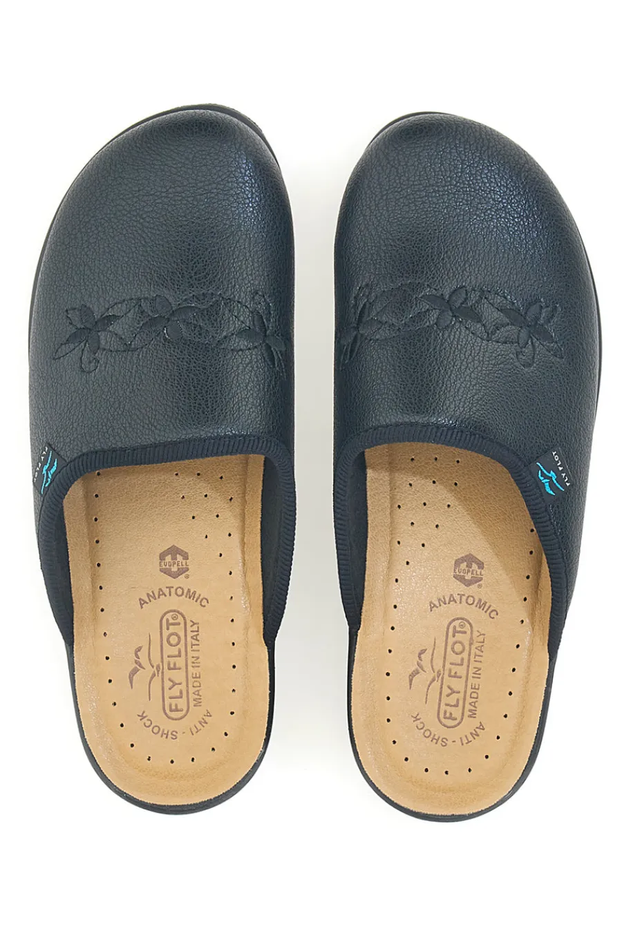 Pantofole nere con ricamo floreale e plantare forato 90630Q512B-FLY FLOT Best