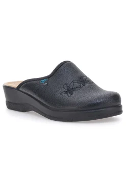 Pantofole nere con ricamo floreale e plantare forato 90630Q512B-FLY FLOT Best