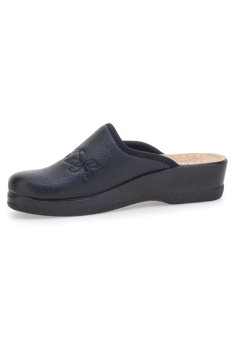 Pantofole nere con ricamo floreale e plantare forato 90630Q512B-FLY FLOT Best