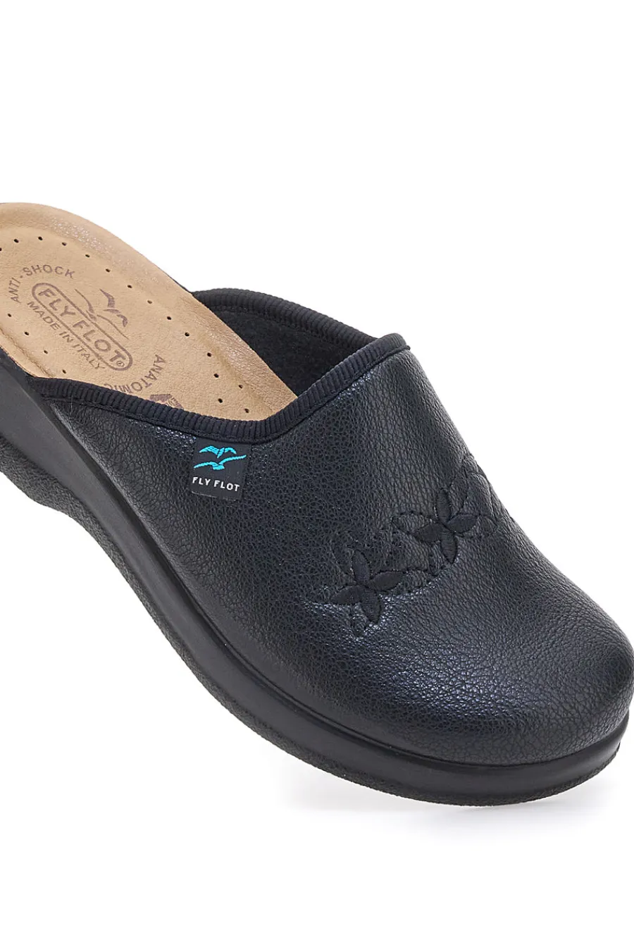 Pantofole nere con ricamo floreale e plantare forato 90630Q512B-FLY FLOT Best