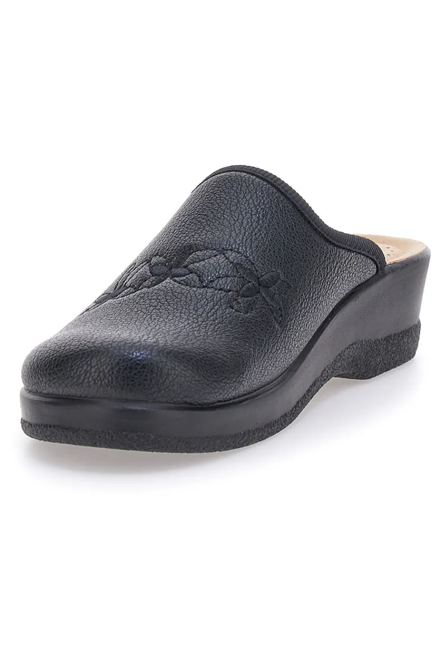 Pantofole nere con ricamo floreale e plantare forato 90630Q512B-FLY FLOT Best