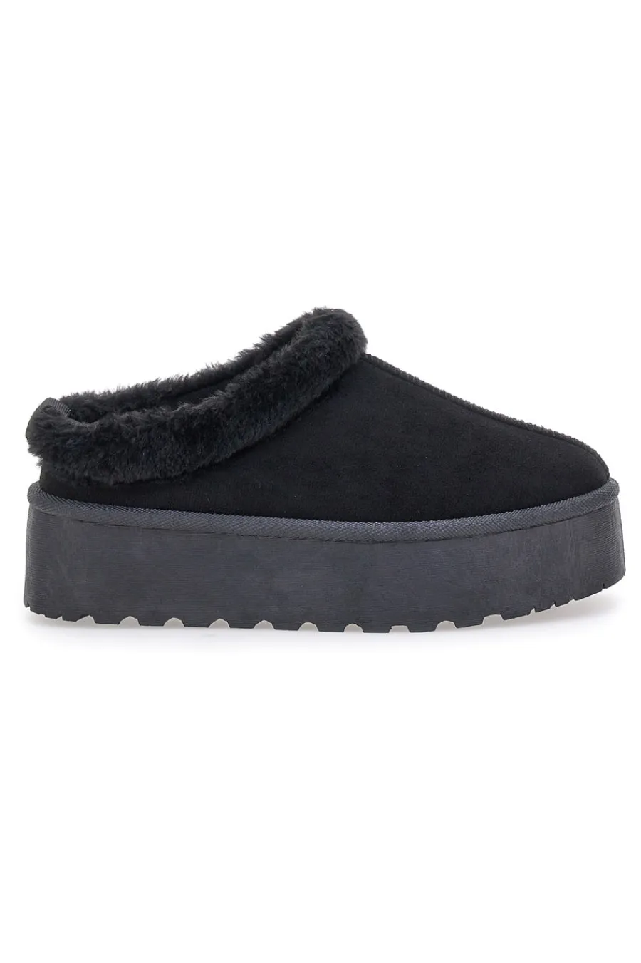Pantofole Sabot nere con pelo con platform PK1913A-PITTARELLO LOVE