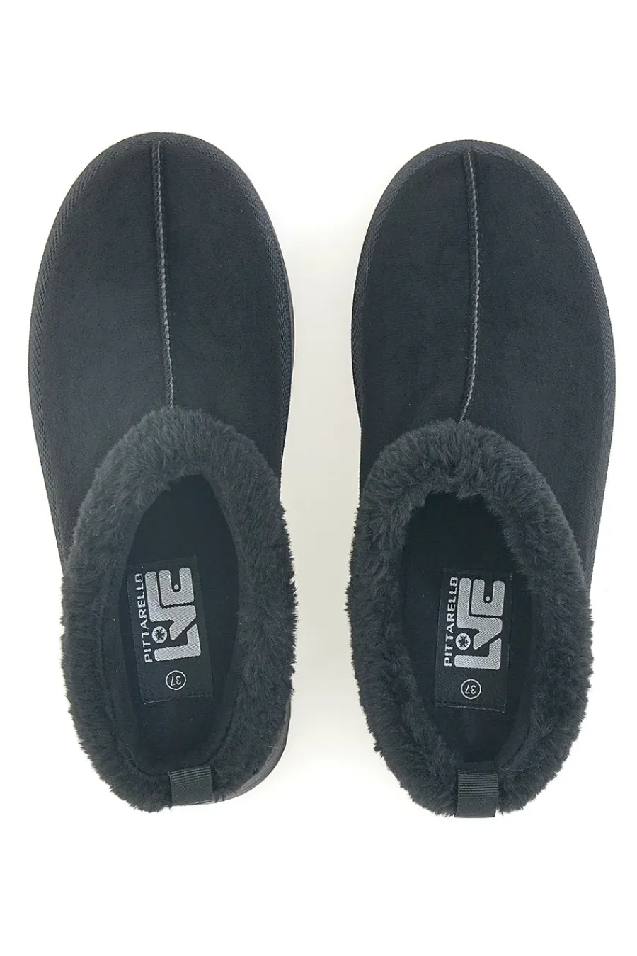 Pantofole Sabot nere con pelo con platform PK1913A-PITTARELLO LOVE