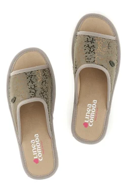 Pantofole Tortora con fascia traforata 7555-LINEA COMODA Clearance