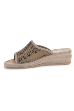 Pantofole Tortora con fascia traforata 7555-LINEA COMODA Clearance