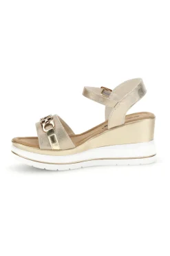 Platin-Sandalen mit Keil und Zierkette E425-ENERGY Clearance
