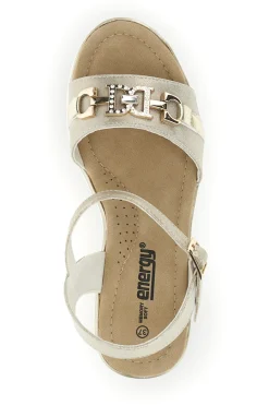 Platin-Sandalen mit Keil und Zierkette E425-ENERGY Clearance