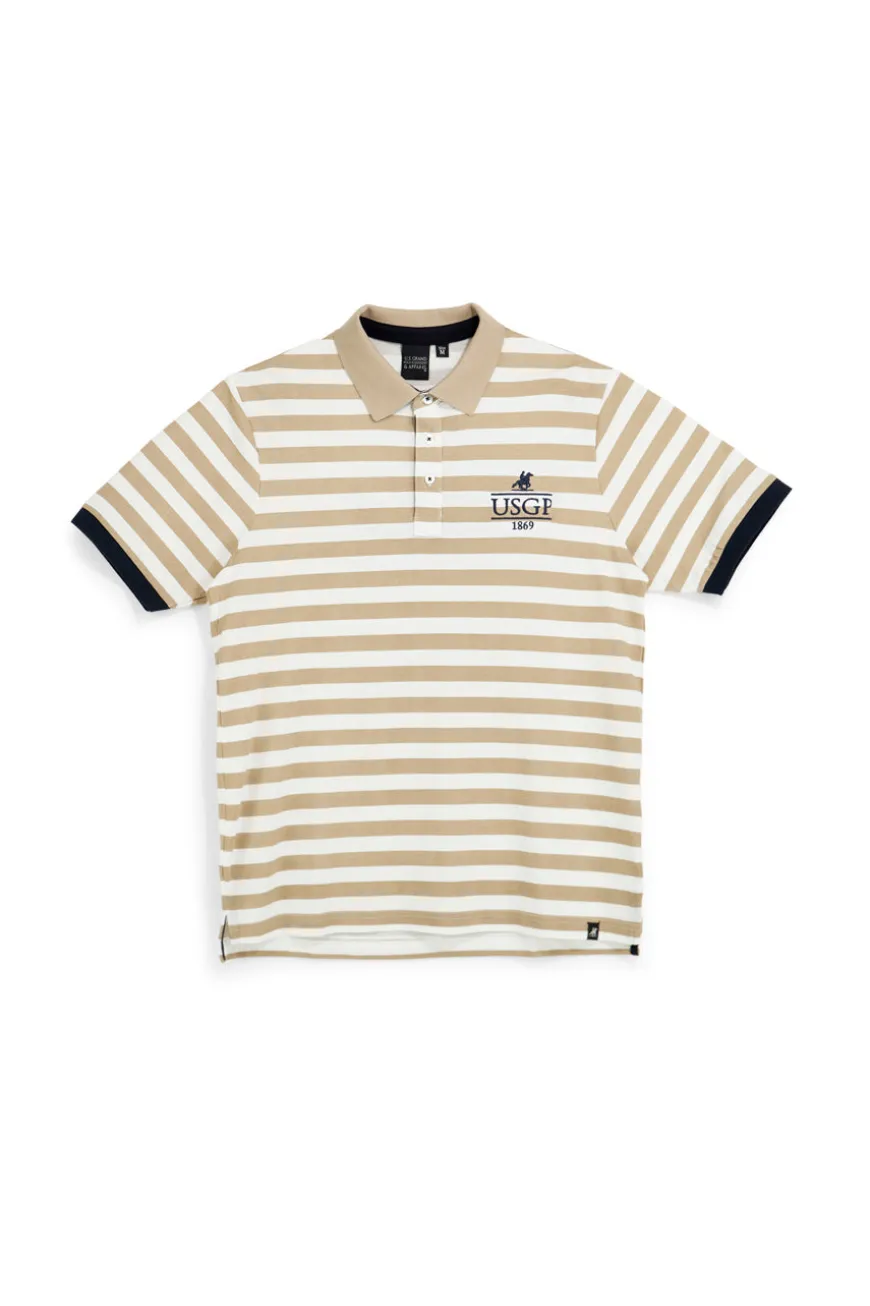 Polo beige e bianca a righe 100% cotone U.s. grand polo US61505M