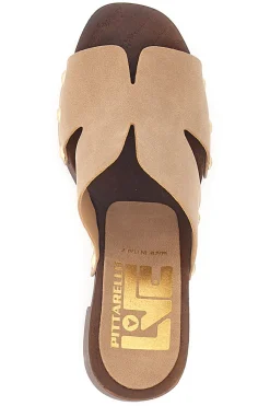 Sabot marroni con tacco largo e borchiette 9341-PITTARELLO LOVE New