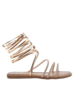 Sandalen in Roségold mit Riemchen und Schnürsenkeln mit Strasssteinen Me & Me 1772-ME u0026 ME Best