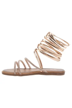 Sandalen in Roségold mit Riemchen und Schnürsenkeln mit Strasssteinen Me & Me 1772-ME u0026 ME Best