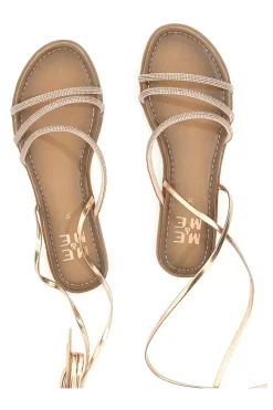 Sandalen in Roségold mit Riemchen und Schnürsenkeln mit Strasssteinen Me & Me 1772-ME u0026 ME Best