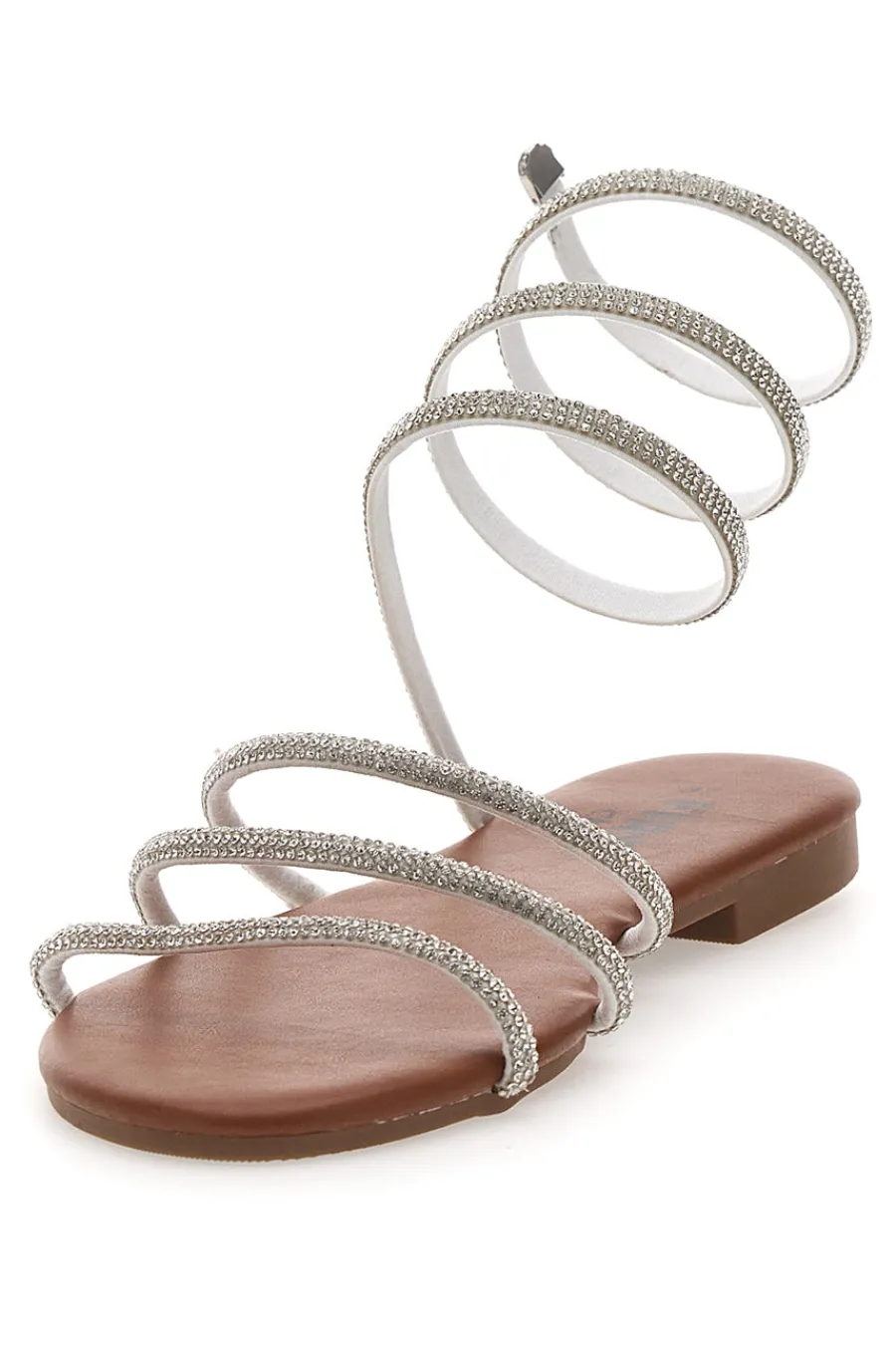 Sandali Alla Schiava Bianchi con Glitter PRE9300-THE FIRST CHIC Discount