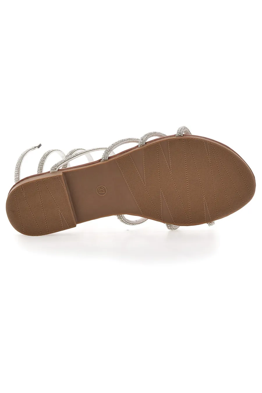 Sandali Alla Schiava Bianchi con Glitter PRE9300-THE FIRST CHIC Discount