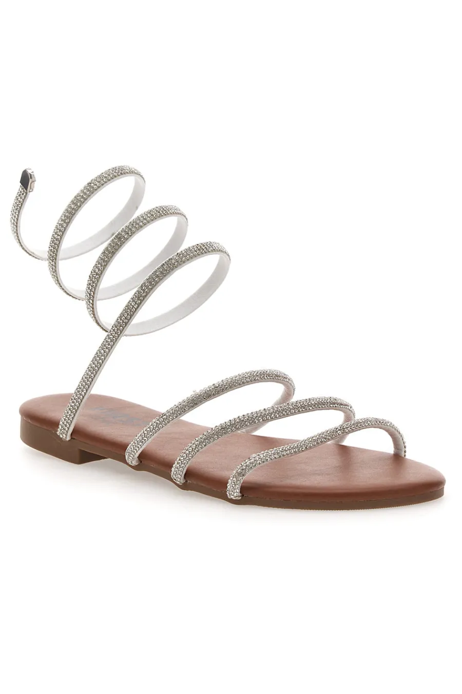 Sandali Alla Schiava Bianchi con Glitter PRE9300-THE FIRST CHIC Discount