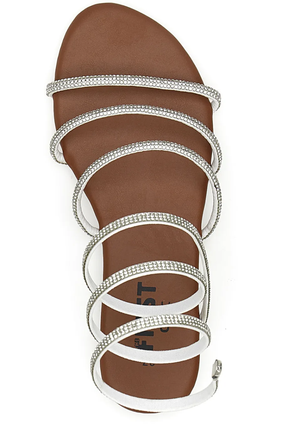 Sandali Alla Schiava Bianchi con Glitter PRE9300-THE FIRST CHIC Discount