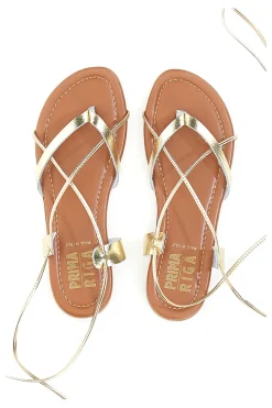 Sandali alla Schiava in Vera Pelle color Platino 711-PRIMA RIGA