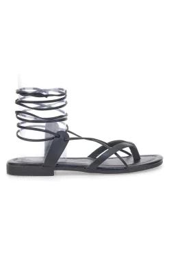 Sandali alla Schiava in Vera Pelle Neri 711-PRIMA RIGA Outlet