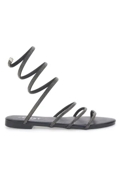 Sandali Alla Schiava Neri con Glitter PRE9300-THE FIRST CHIC New