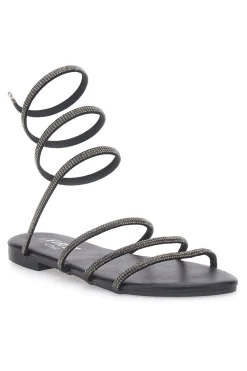 Sandali Alla Schiava Neri con Glitter PRE9300-THE FIRST CHIC New