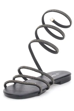 Sandali Alla Schiava Neri con Glitter PRE9300-THE FIRST CHIC New